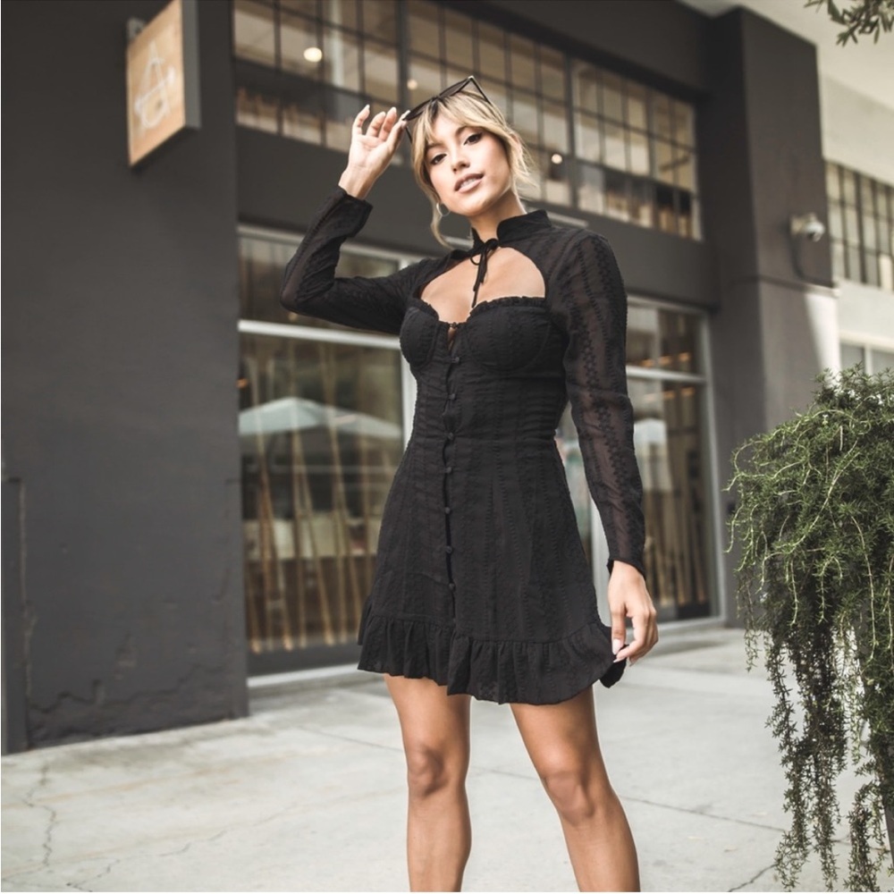 Tularosa Black Mini Dress With Sheer Detail
